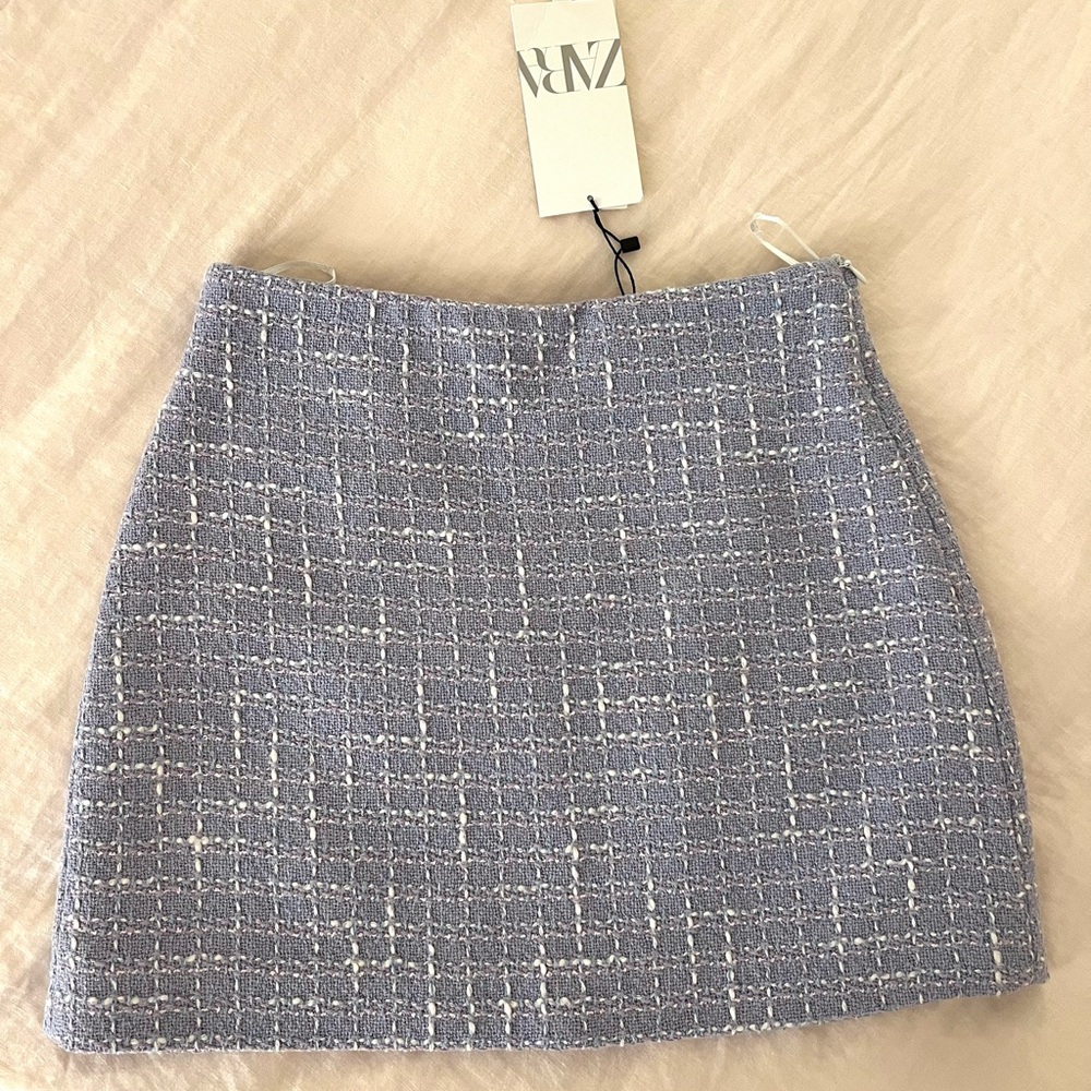 Zara Lavender Tweed Mini Skirt